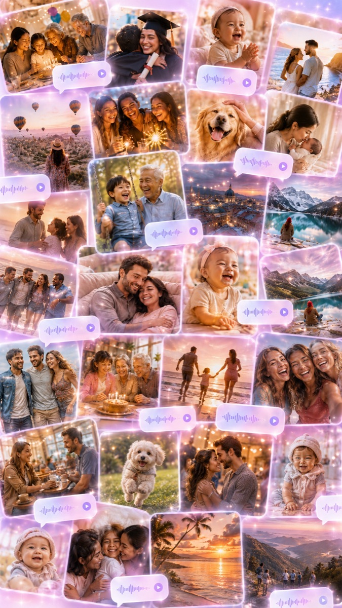 A collage of family photos inside talkstory